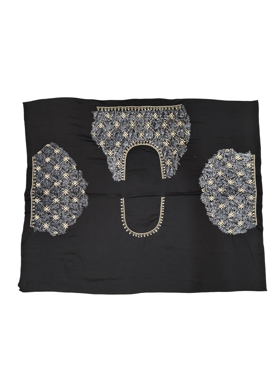 Handpainted Madhubani Blouse Piece on Black Cotton